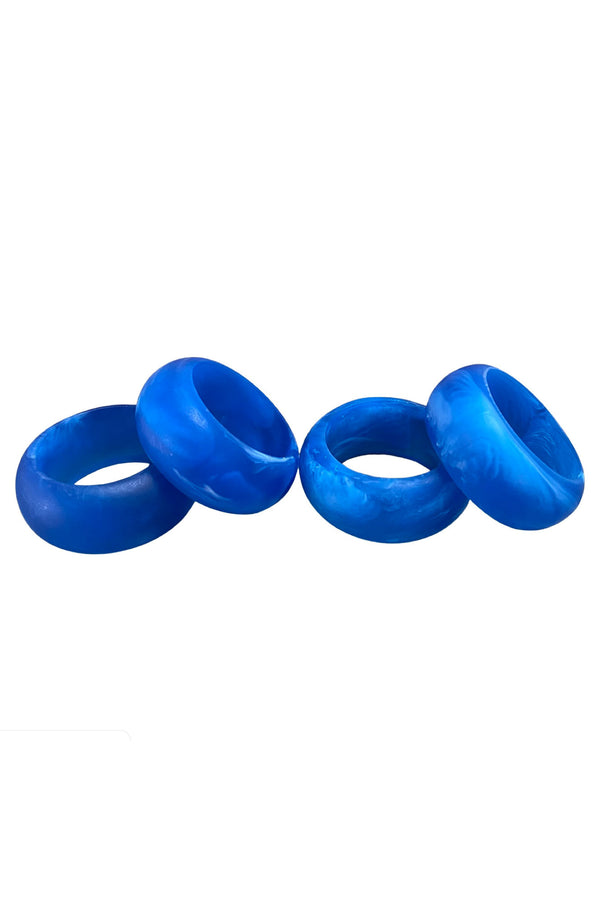 Marbled Resin Napkin Ring - Set of 4 in Dark Blue