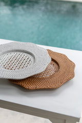 Rattan Scalloped Charger - White